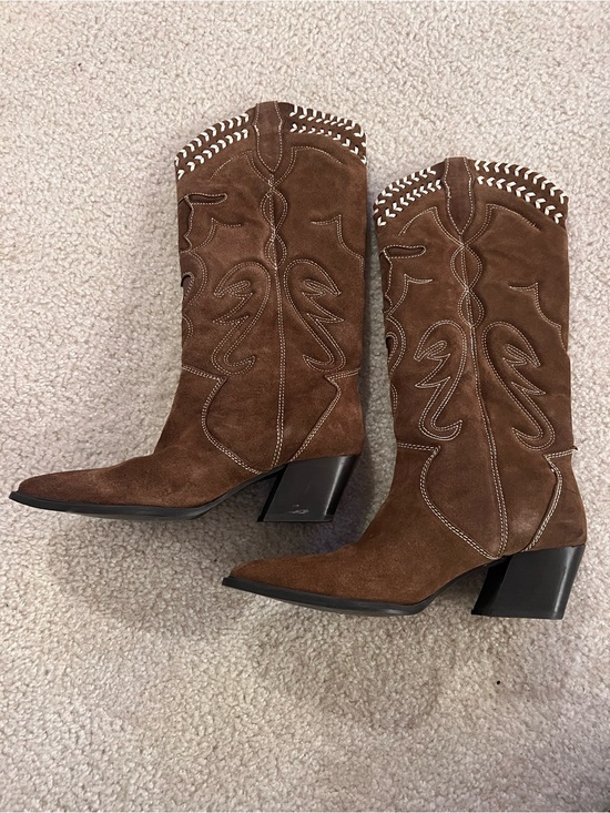 Zara Shoes - Zara Brown Suede Western Mid-Calf Boots - Women
